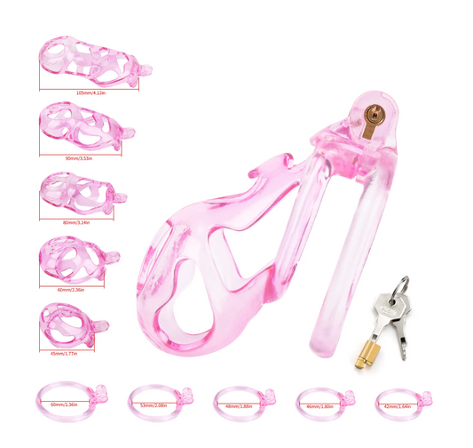 Transparent Pink Cobra Chastity Cage: Lightweight Male Chastity Device