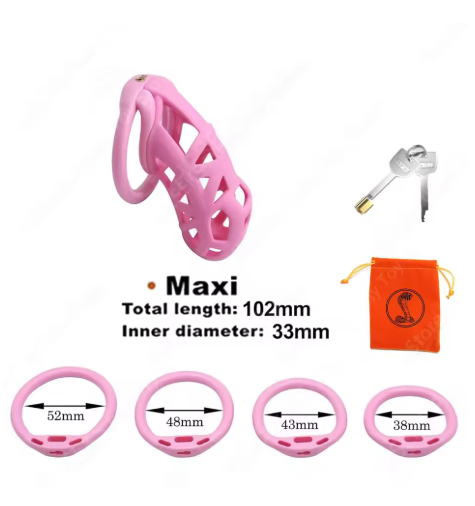 3D Print Cobra Male Chastity Device Kit with 4 Rings