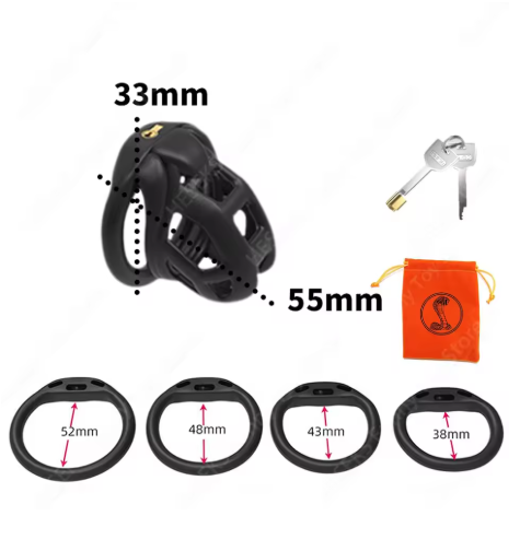 3D Print Cobra Male Chastity Device Kit with 4 Rings