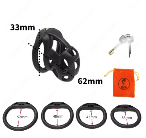 3D Print Cobra Male Chastity Device Kit with 4 Rings