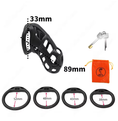 3D Print Cobra Male Chastity Device Kit with 4 Rings