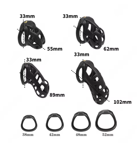 3D Print Cobra Male Chastity Device Kit with 4 Rings