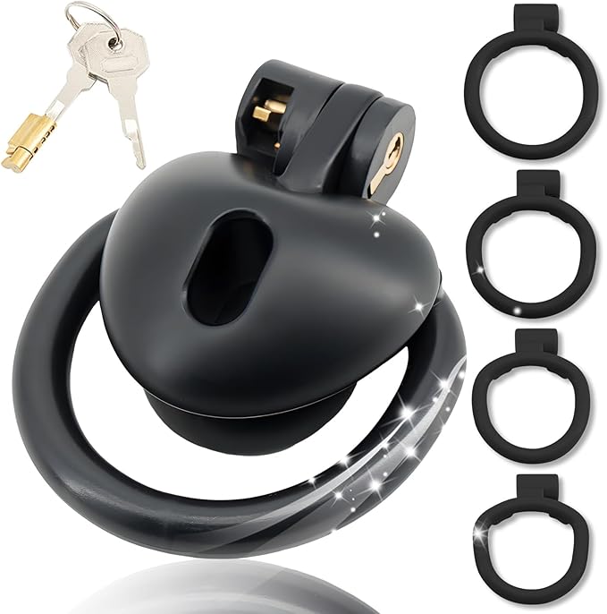 Heart-Shaped Chastity Cage Lock Set with Urine Holder and 4 Curved Rings,Negative Sissy Cock Cages in 2 Sizes Short/Long SM Bondage Fetish Sex Toys for Mens (Pink,Short)