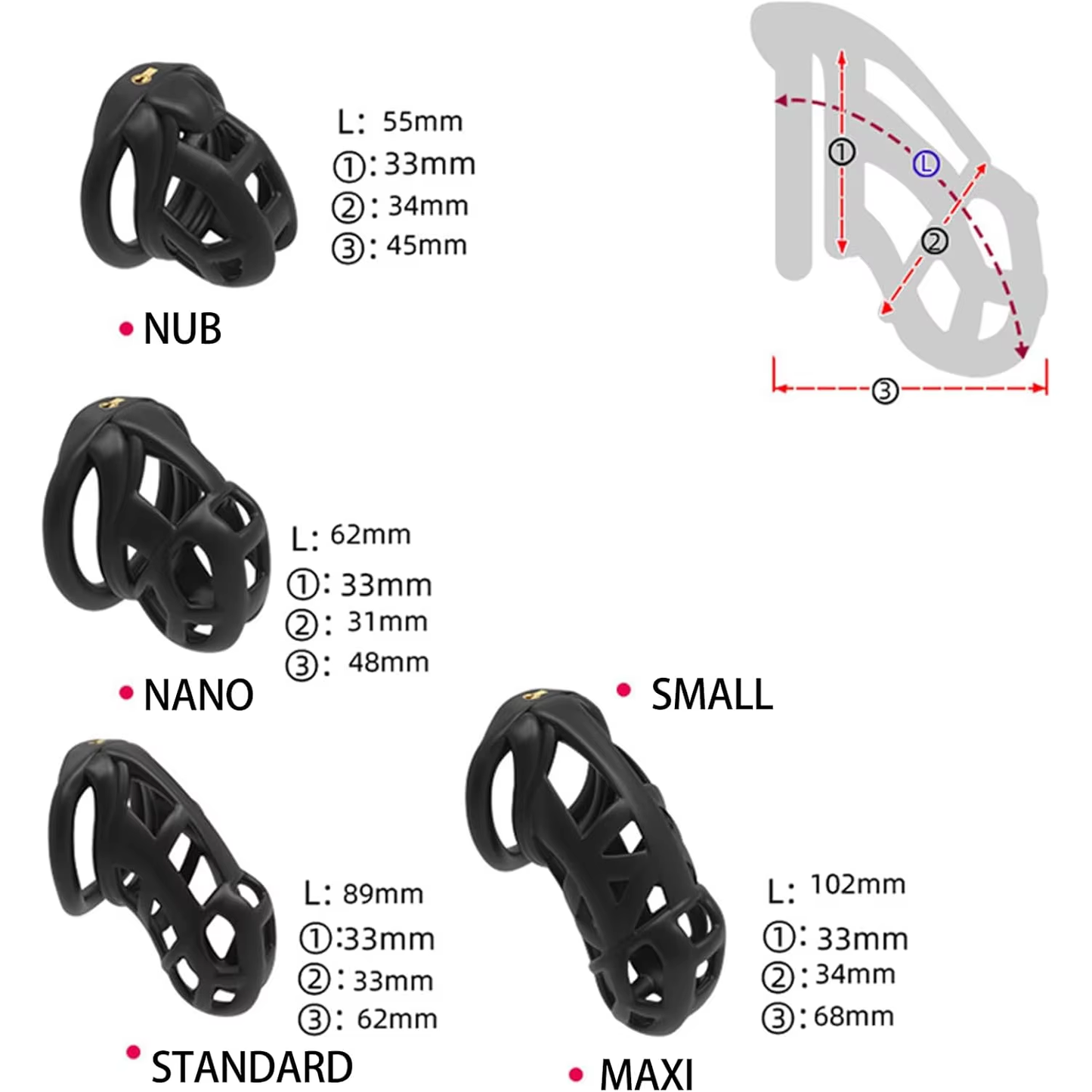 3D Print Cobra Male Chastity Device Kit with 4 Rings