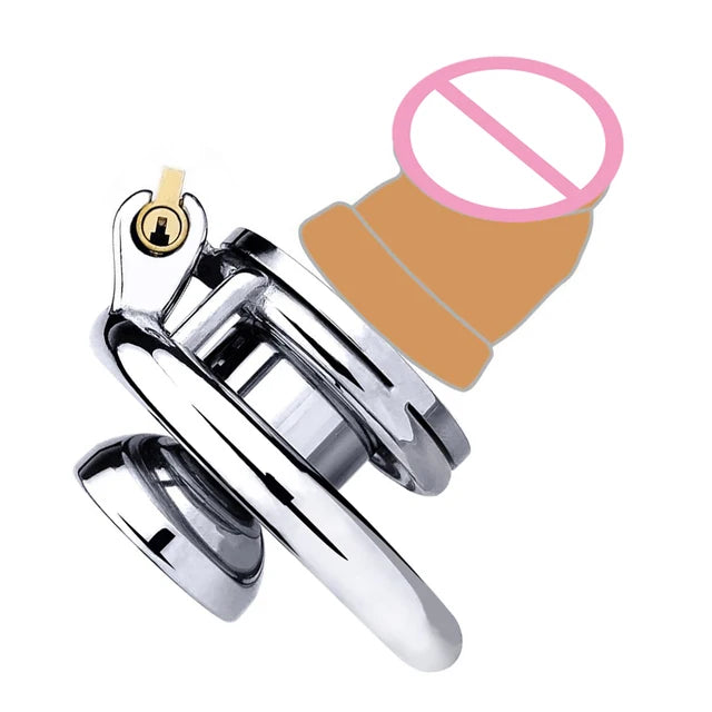 Flat Inverted Chastity Cage with Medium Dildo