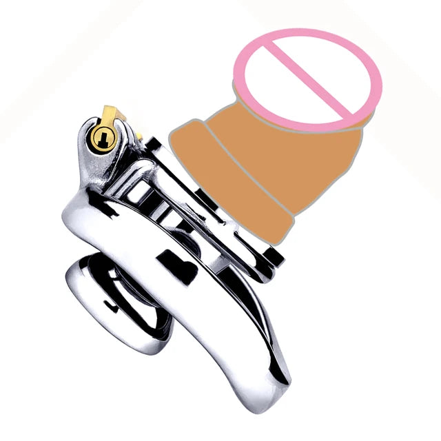 Flat Inverted Chastity Cage with Medium Dildo