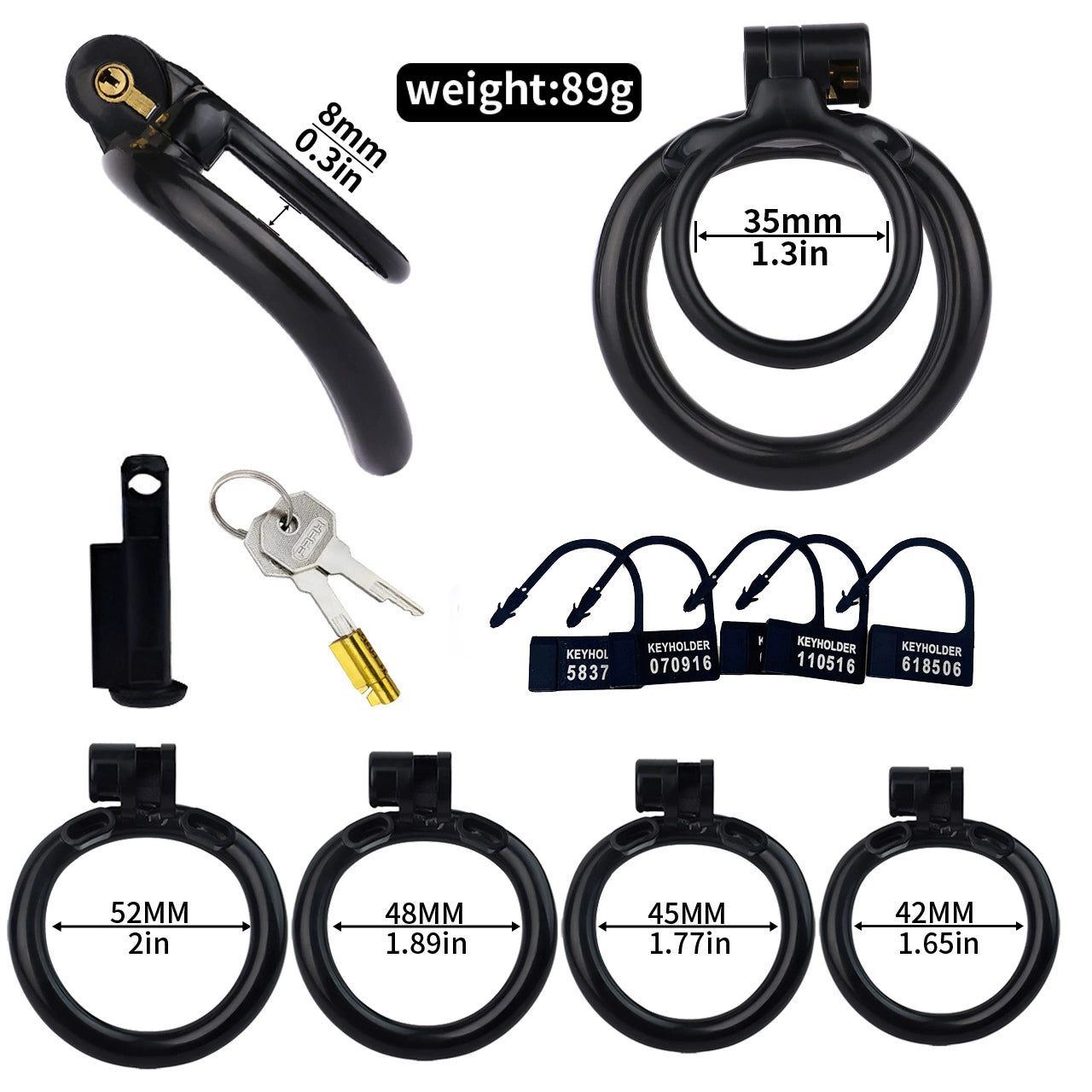 Resin Double Penis Ring Cock Lock Male Lightweight Chastity Cage