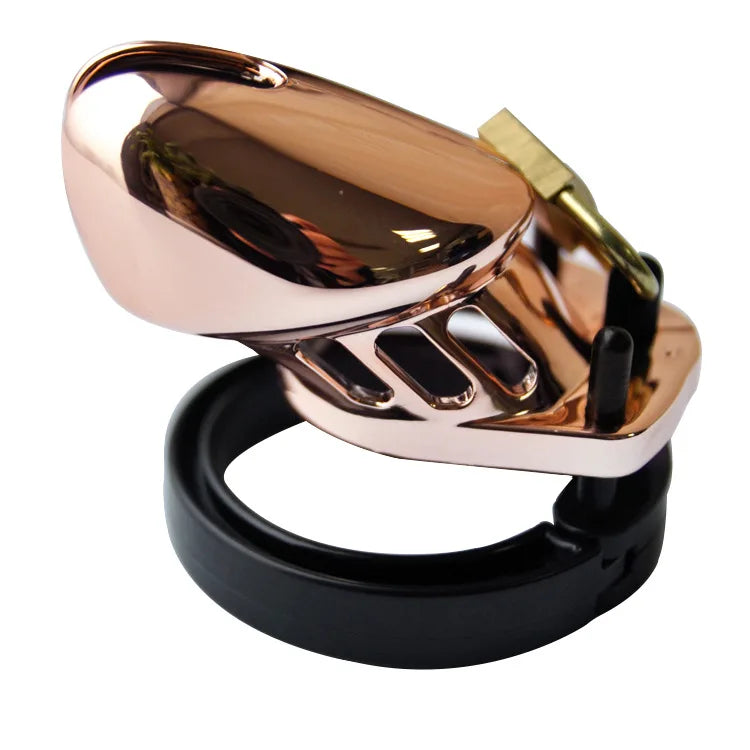 Rose Gold Male Chastity Cage Long /Short Plastic Lock Cock Cage With 5 Rings