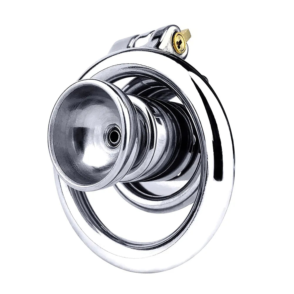 Flat Inverted Chastity Cage with Medium Dildo