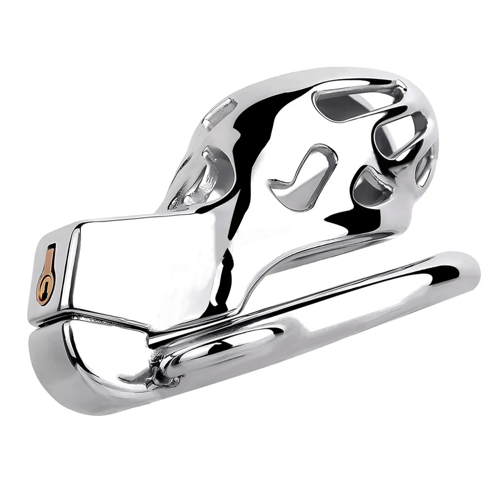 Metal Male Chastity Device Cobra 2.0 Stainless Steel Penis Cage with Strap