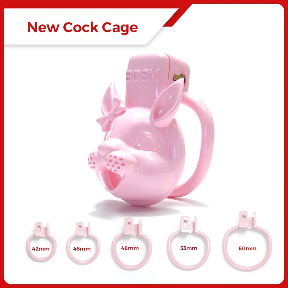 Small Pink Rabbit Chastity Cage For Sissy