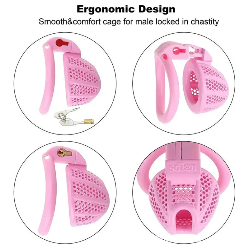 small pink chastity cage for sissy