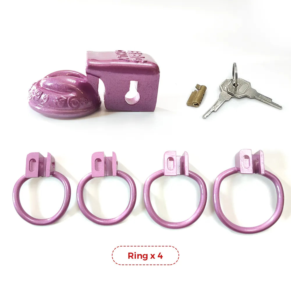 Super Small Vagina Chastity Cage with 4 Rings