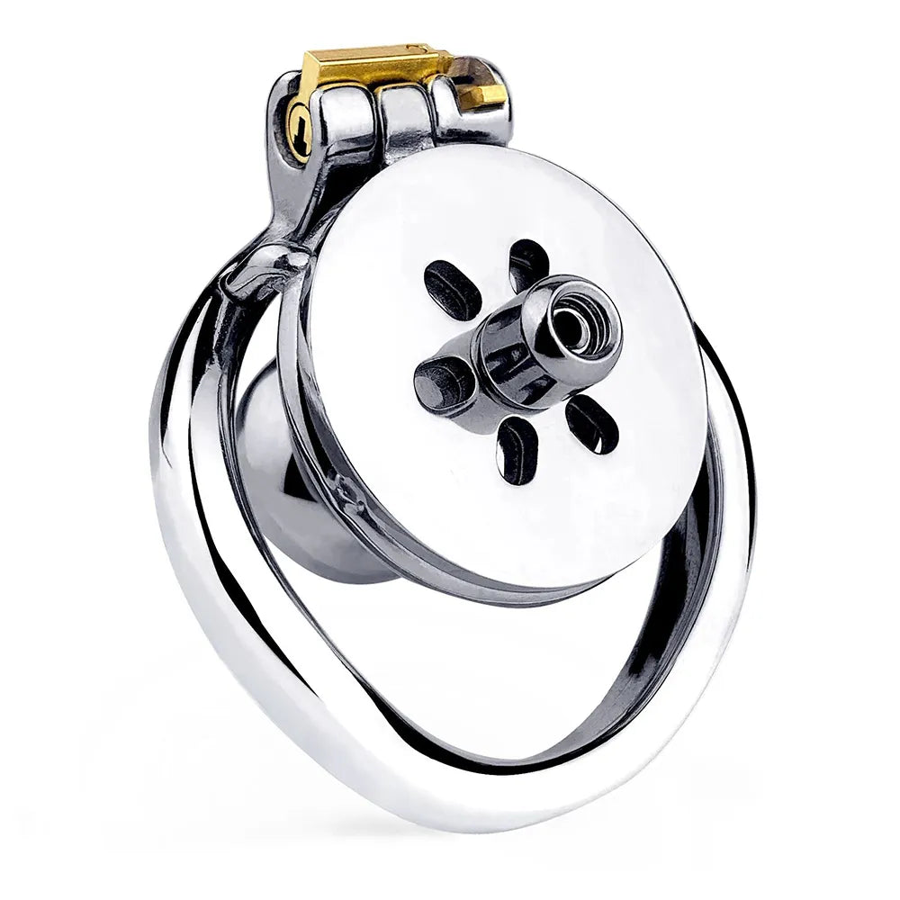 Flat Inverted Chastity Cage with Medium Dildo