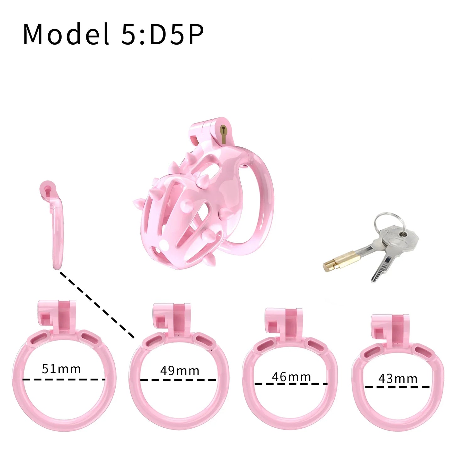 3D Printed Pink Spiked Chastity Cage with Removable Spikes