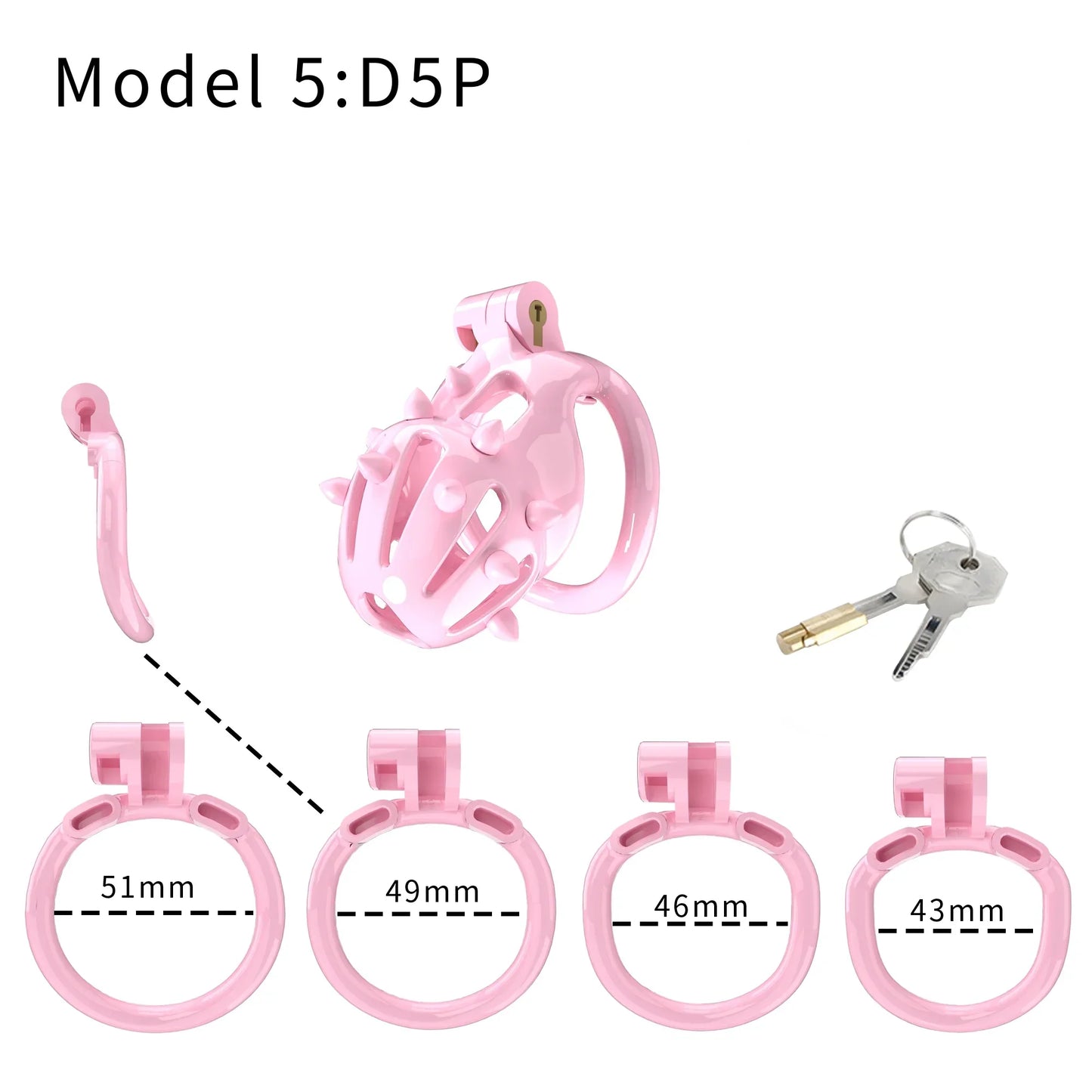 3D Printed Pink Spiked Chastity Cage with Removable Spikes