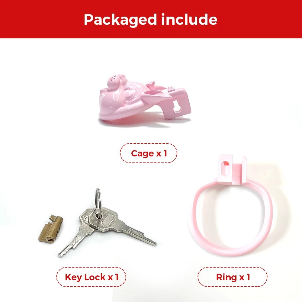 Small Pink Rabbit Chastity Cage For Sissy