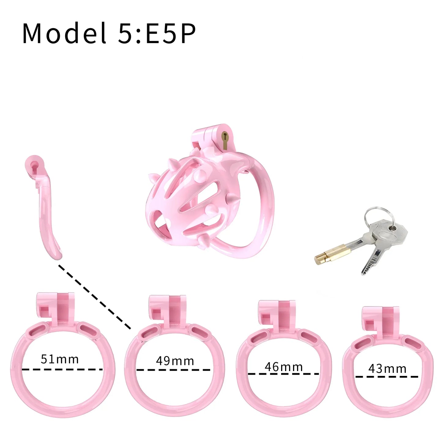 3D Printed Pink Spiked Chastity Cage with Removable Spikes