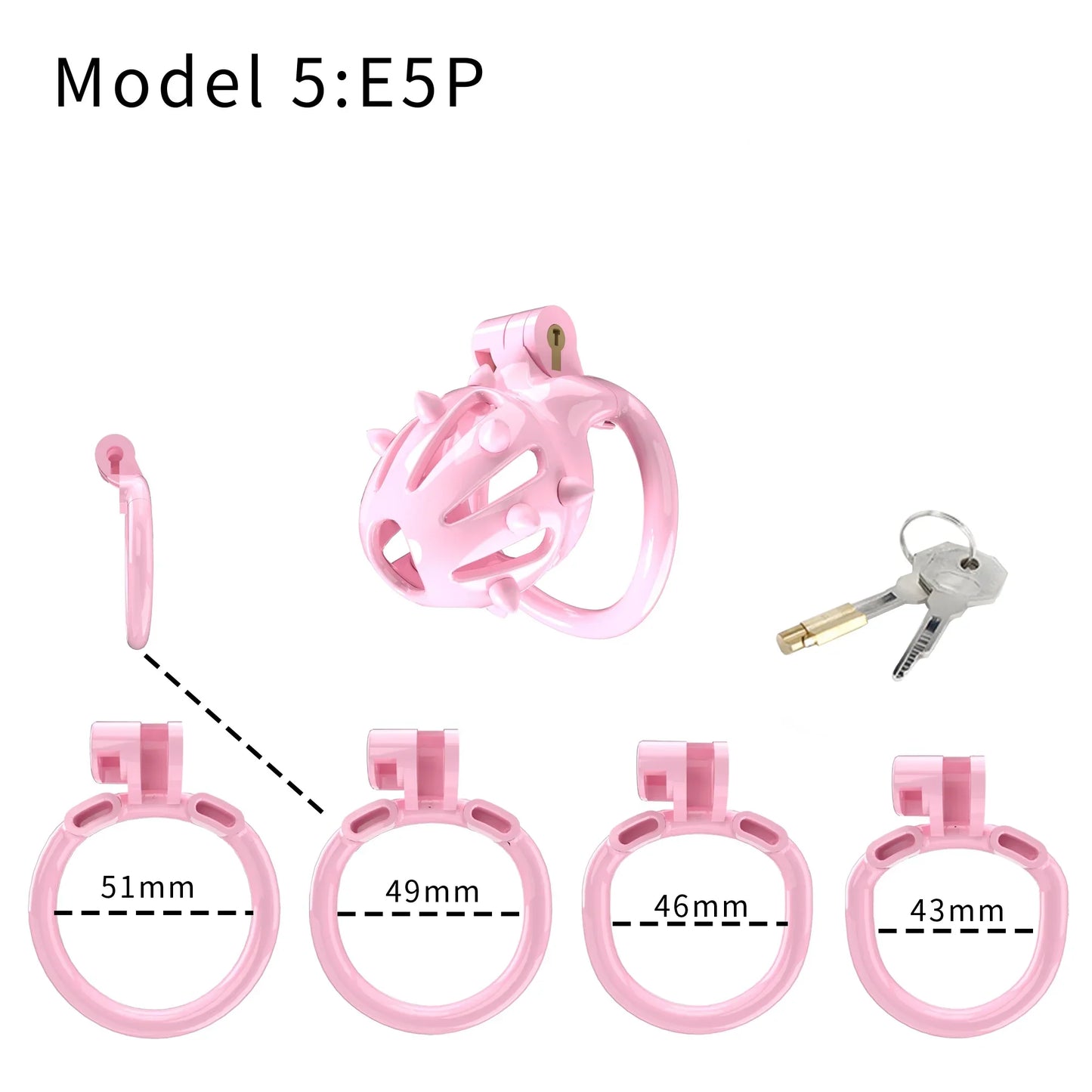 3D Printed Pink Spiked Chastity Cage with Removable Spikes