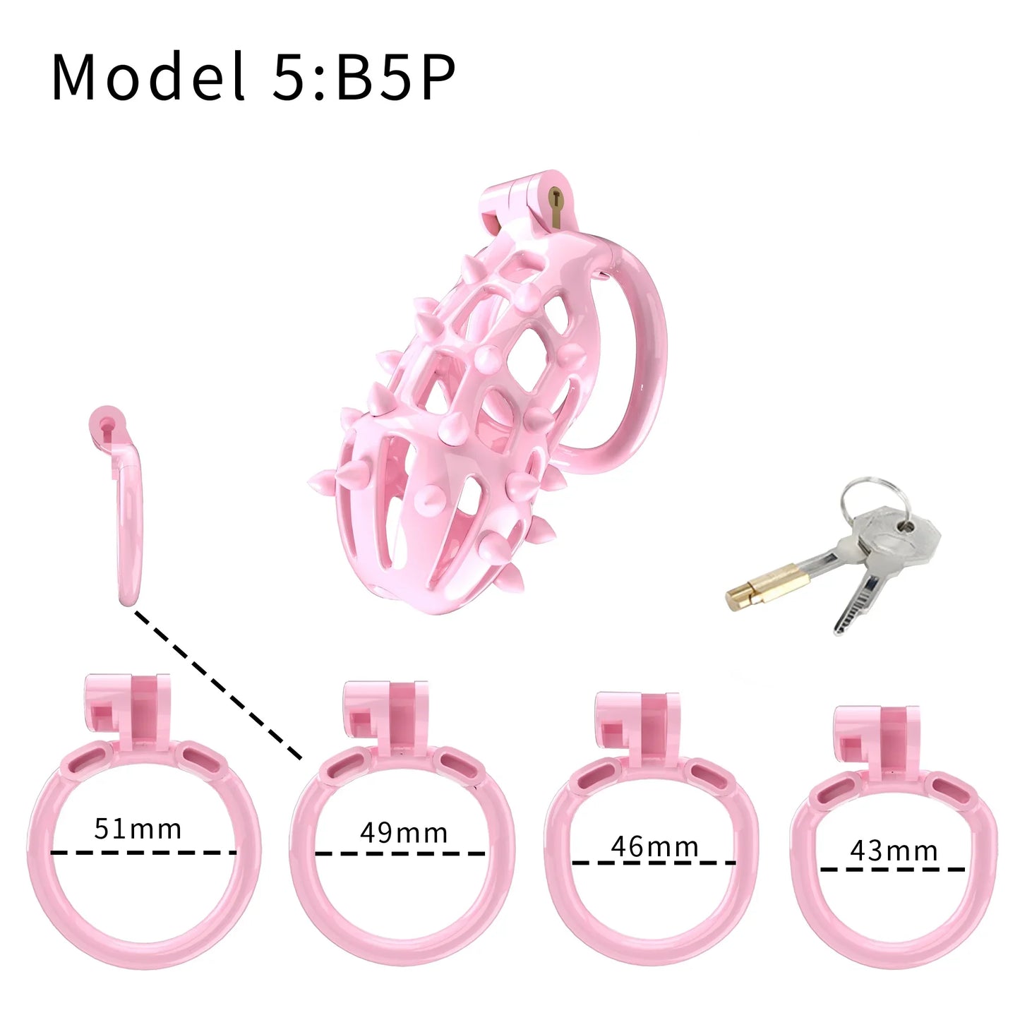 3D Printed Pink Spiked Chastity Cage with Removable Spikes