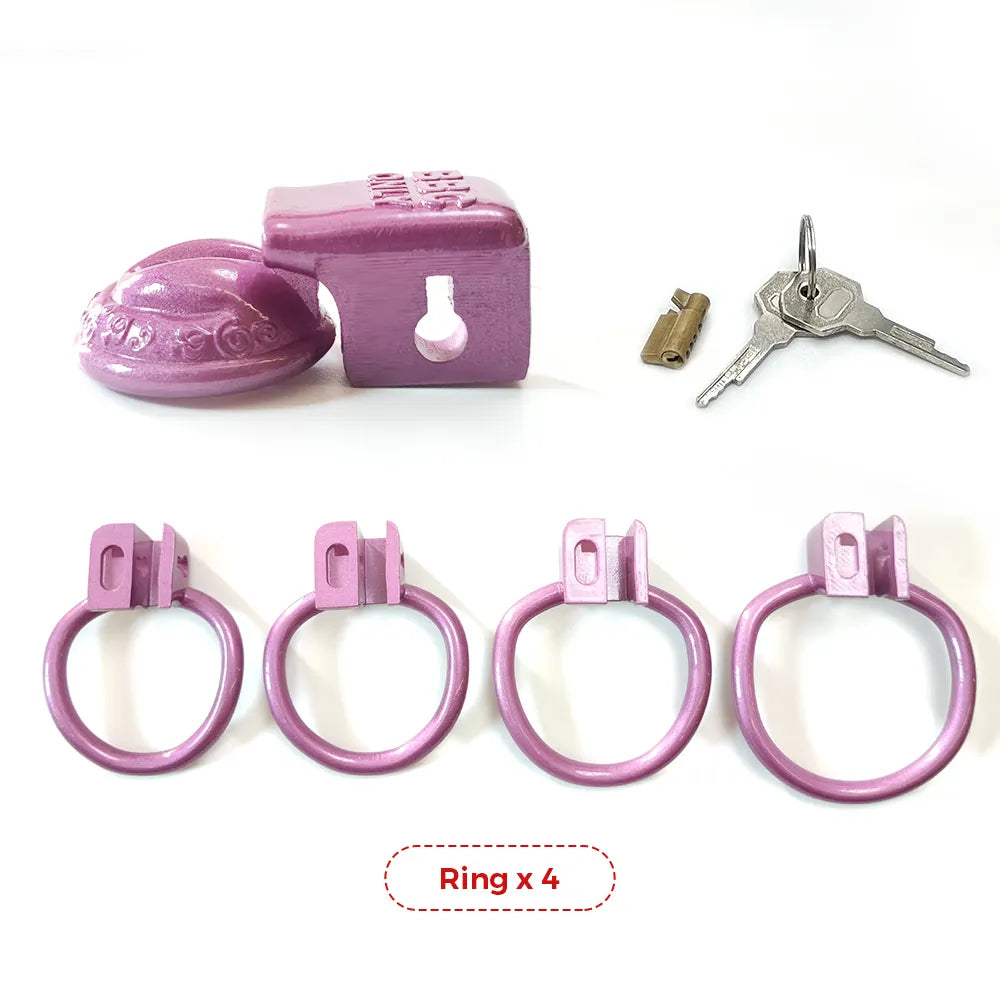 Super Small Vagina Chastity Cage with 4 Rings