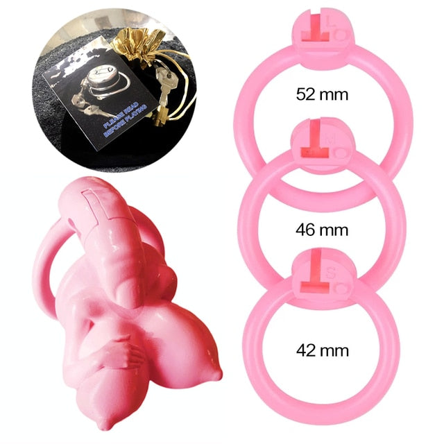 2023 new pink resin chastity girly resin chastity big boobs