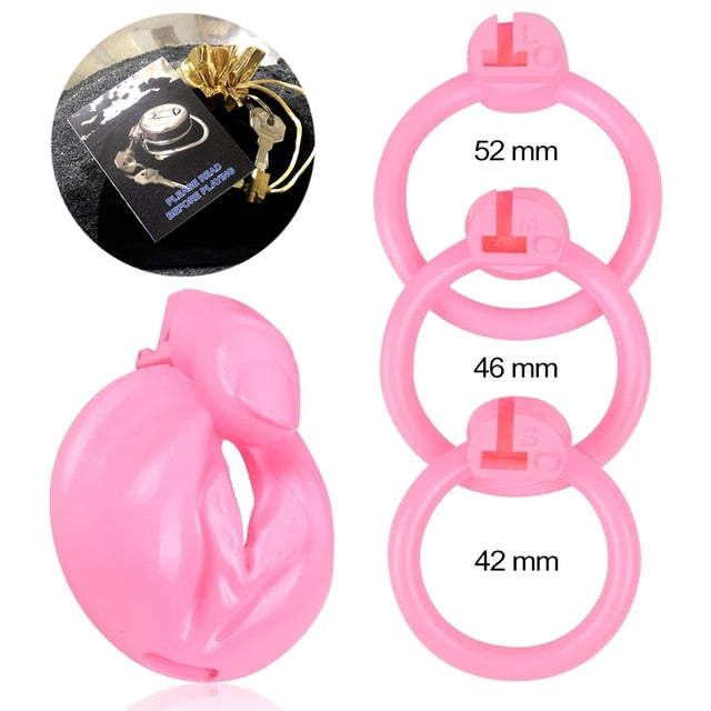 2023 new pink resin chastity girly resin chastity big boobs