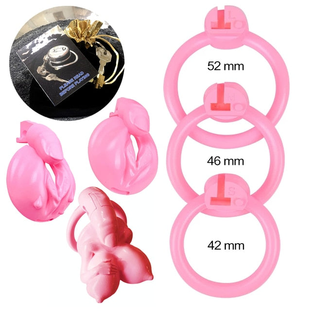 2023 new pink resin chastity girly resin chastity big boobs