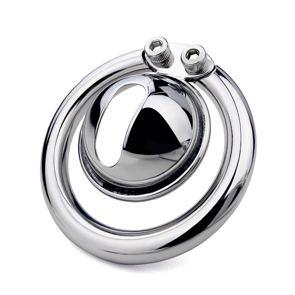 Small Anti-Slip Chastity Device with Stainless Steel Cage and Ring