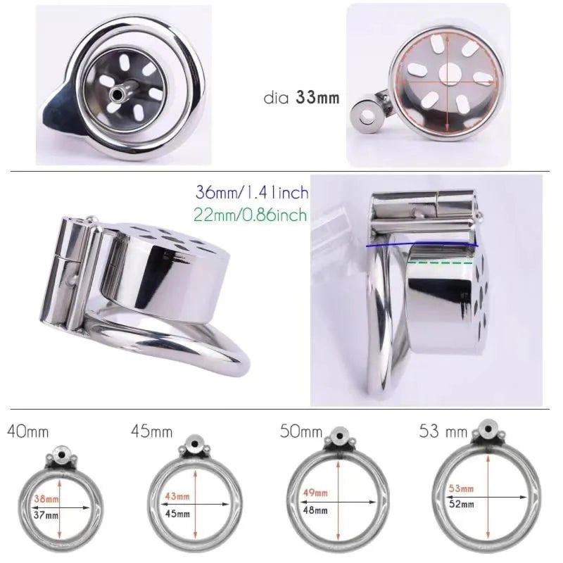 Stainless Steel Chastity Cage with Urethral Plug and Discreet Packaging