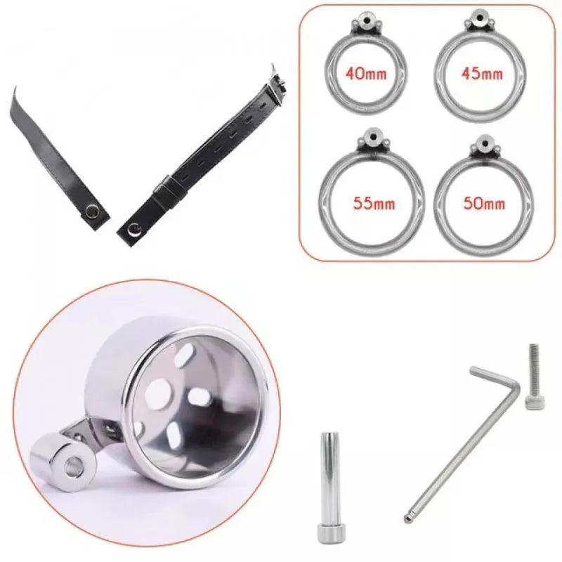 Stainless Steel Chastity Cage with Urethral Plug and Discreet Packaging
