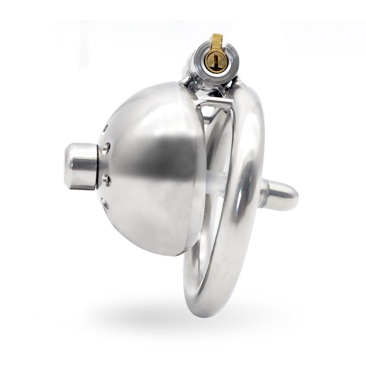 CX009 Stainless Steel Male Chastity Device Super Small Short Cock Cage with Catheter Sex Toy