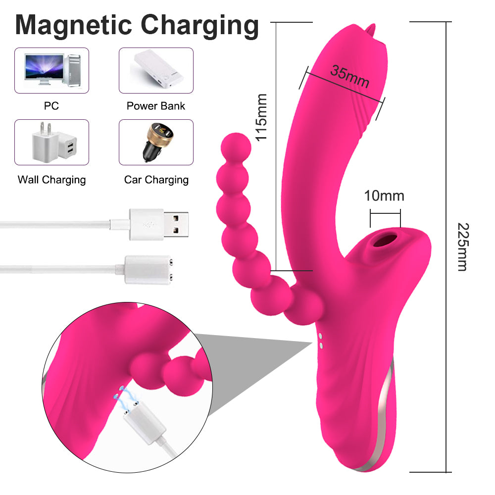 3 in 1 Clitoris Sucker Vibrator Female for Women G Spot Tongue Licking Vacuum Stimulator Dildo Anal Sexy Toys