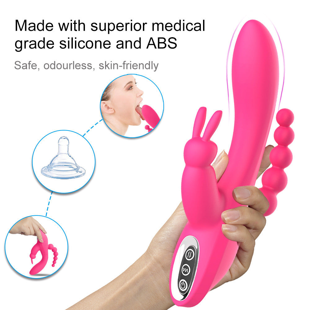 3 in 1 G-Spot Rabbit Anal Dildo Vibrator Adult Sex Toys