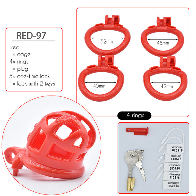 35mm Chastity Cage for Male Chastity Device Lightweight Shiny Smooth Plastic Penis Rings