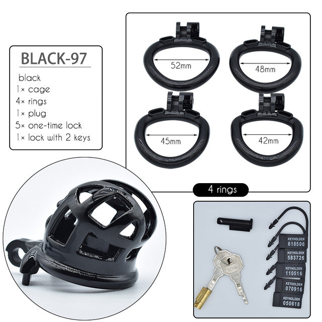 35mm Chastity Cage for Male Chastity Device Lightweight Shiny Smooth Plastic Penis Rings