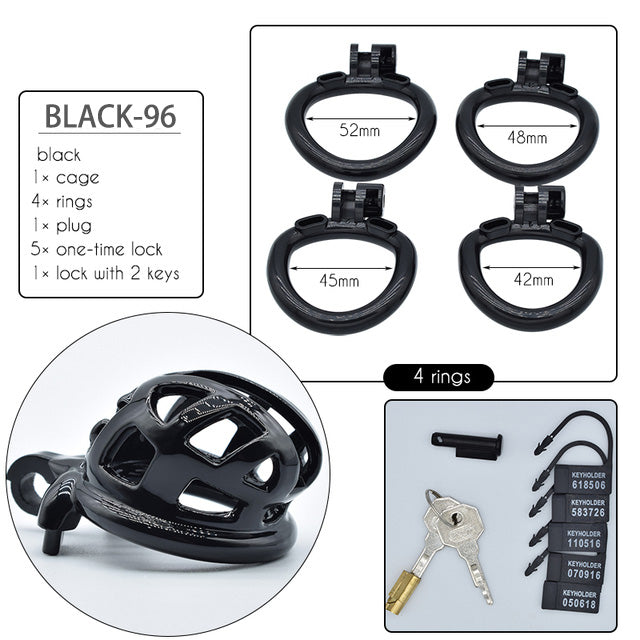 35mm Chastity Cage for Male Chastity Device Lightweight Shiny Smooth Plastic Penis Rings