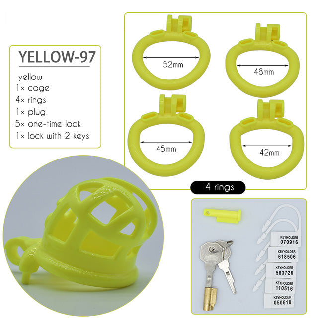 35mm Chastity Cage for Male Chastity Device Lightweight Shiny Smooth Plastic Penis Rings