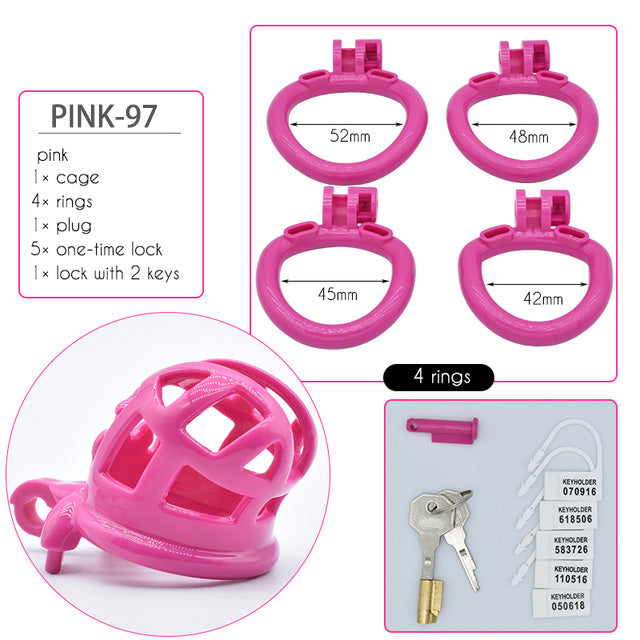 35mm Chastity Cage for Male Chastity Device Lightweight Shiny Smooth Plastic Penis Rings