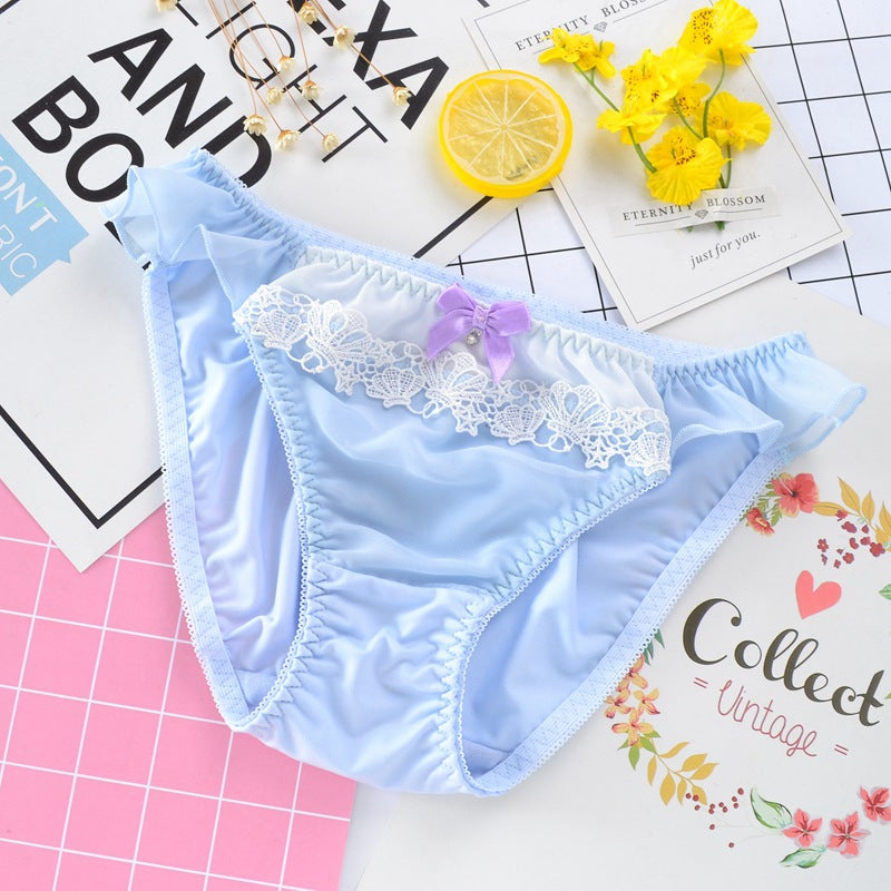 Milk silk water-soluble lace low waist college student underwear