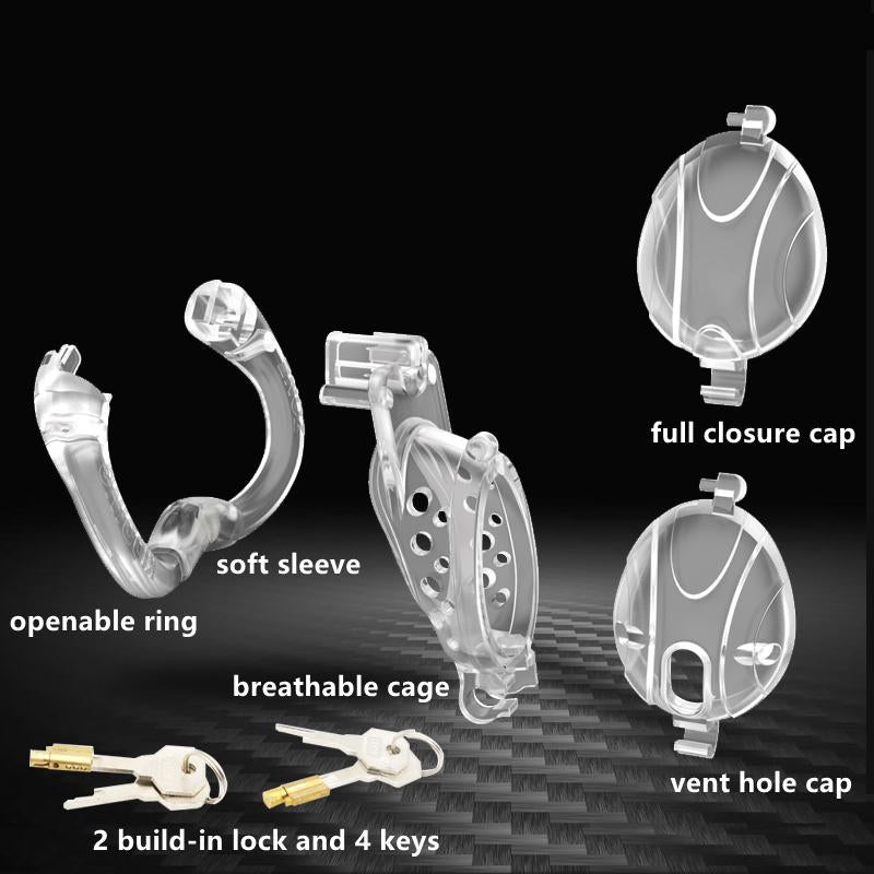 CX086 Double Lock Detachable Plastic Chastity Cage
