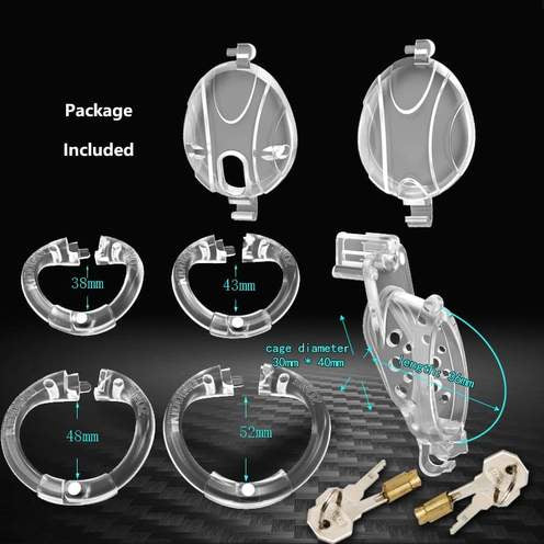CX086 Double Lock Detachable Plastic Chastity Cage