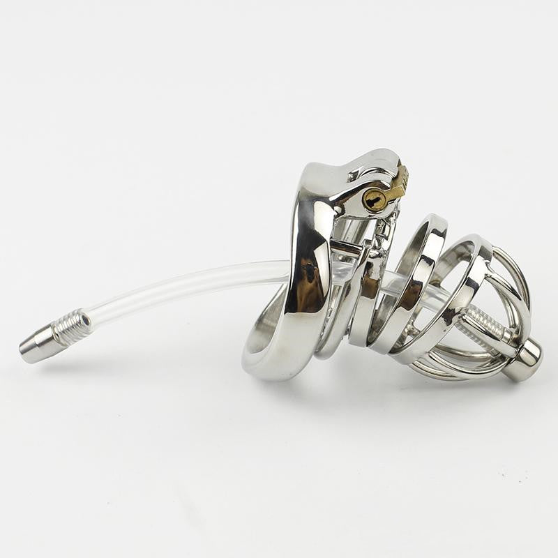 CX019 Cock Chastity Cage 1.77 inches long with Urethra Dilator and Spiked Ring