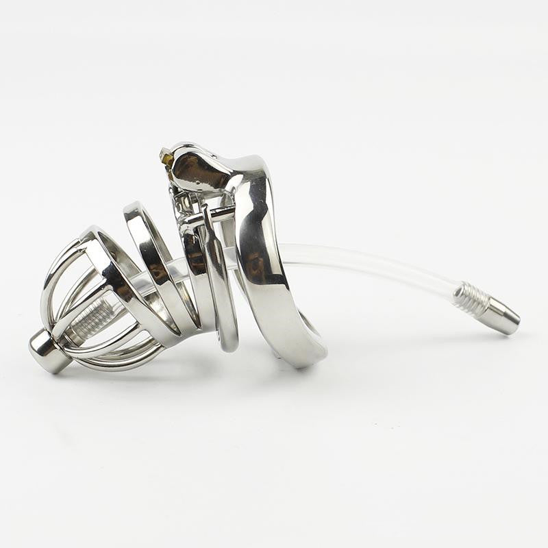CX019 Cock Chastity Cage 1.77 inches long with Urethra Dilator and Spiked Ring