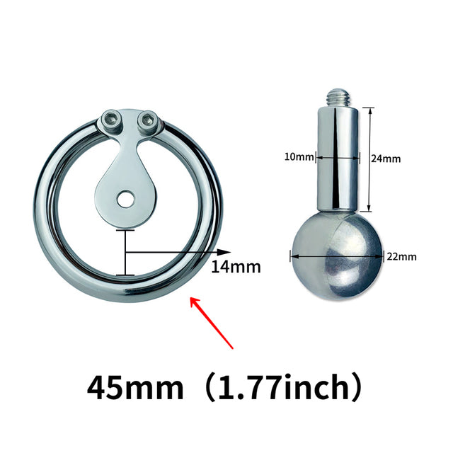 Inverted Chastity Device - Flat Steel Cage with Massage Ball