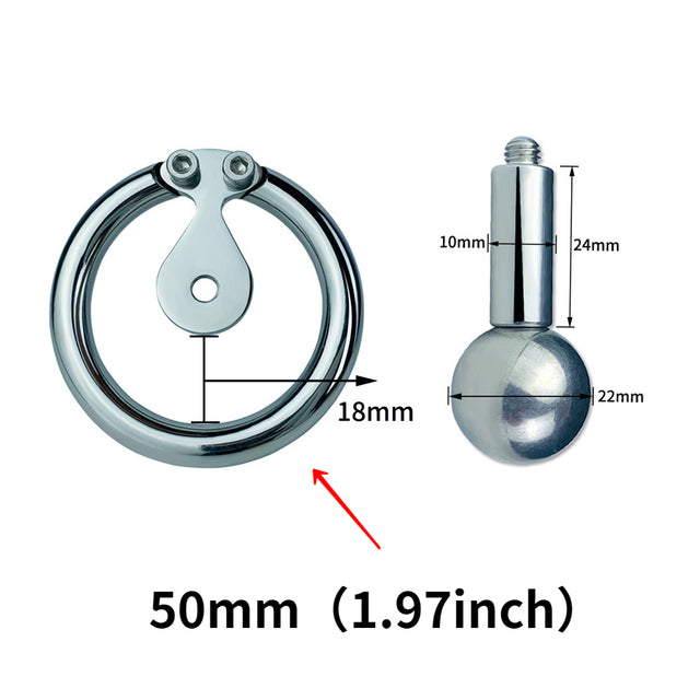 Inverted Chastity Device - Flat Steel Cage with Massage Ball