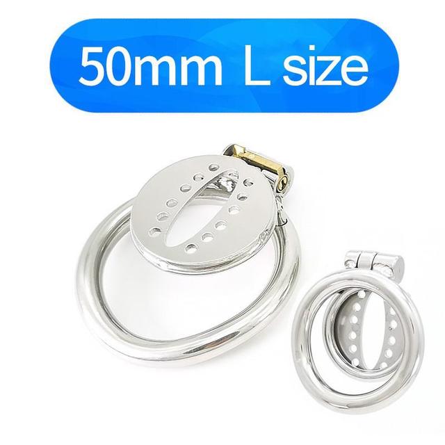 Lockable flat Stainless Steel Sissy Chastity Cage with Penis Ring