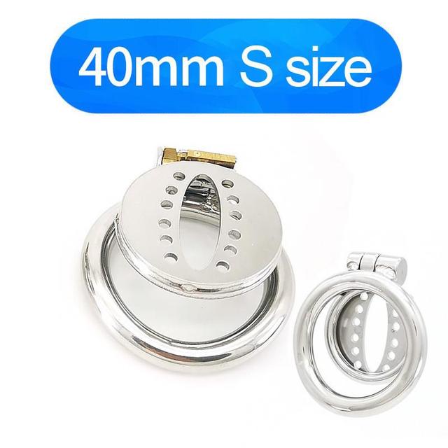 Lockable flat Stainless Steel Sissy Chastity Cage with Penis Ring