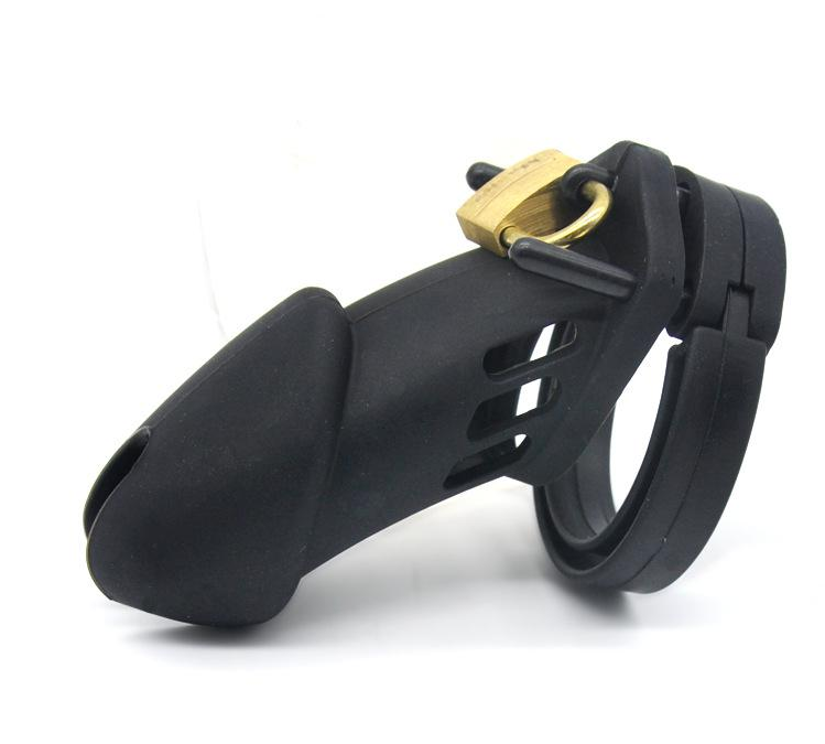 Silicone Chastity Cage With 5 Penis Rings
