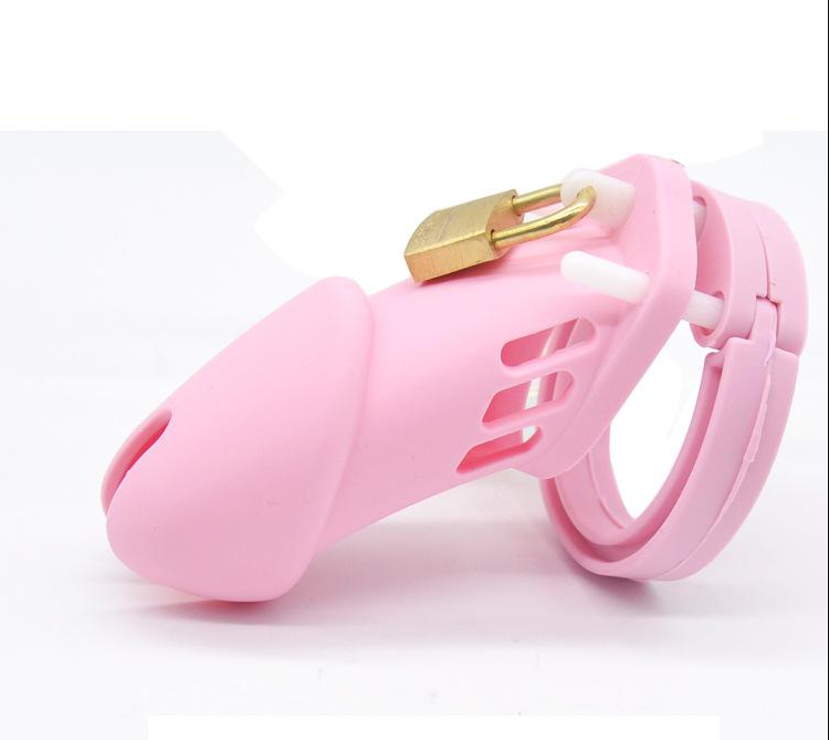 Silicone Chastity Cage With 5 Penis Rings